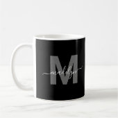Personalisiertes Schwarz-Weiß-Namensmonogramm Kaffeetasse (Links)