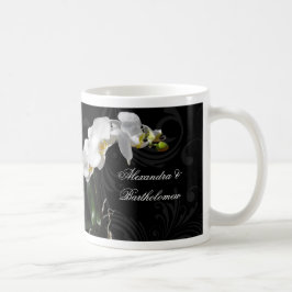 Personalisiertes Schwarz-Weiß-Orchid-Design Kaffeetasse