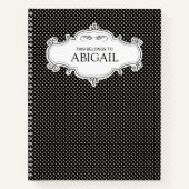 Personalisiertes Schwarz-Weiß-Polka-Dots-Sketch Notizblock (Vorderseite)