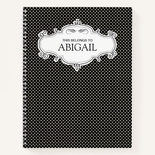 Personalisiertes Schwarz-Weiß-Polka-Dots-Sketch Notizblock (Vorderseite)