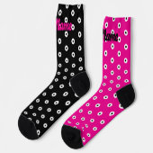 Personalisiertes Schwarz/Weiß-Polka-Punktmuster Socken (Linkes Detail)
