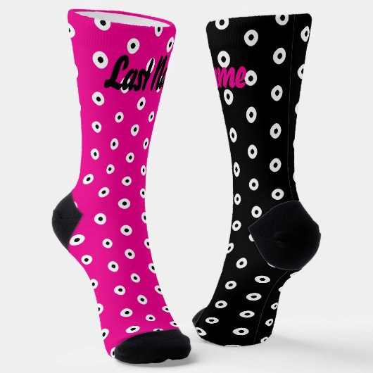 Personalisiertes Schwarz/Weiß-Polka-Punktmuster Socken (Gewinkelt)