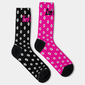 Personalisiertes Schwarz/Weiß-Polka-Punktmuster Socken (Rechts)