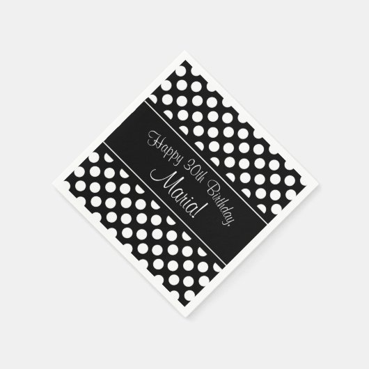 Personalisiertes Schwarz-Weiß-Punkt Serviette (Ecke)