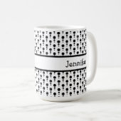 Personalisiertes Schwarz-Weiß-Retro-Muster Kaffeetasse (VorderseiteRechts)