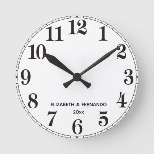 Personalisiertes Schwarz & Weiß Runde Wanduhr