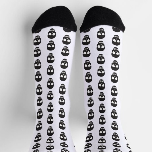 Personalisiertes Schwarz-Weiß-Schädelmuster Socken (Oben)