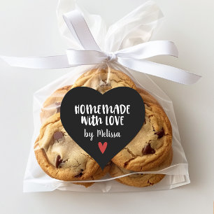 Personalisiertes Schwarz Weiß Selbstgemacht mit Li Herz-Aufkleber