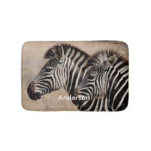 Personalisiertes Schwarz-Weiß-Zebra-Tier Badematte