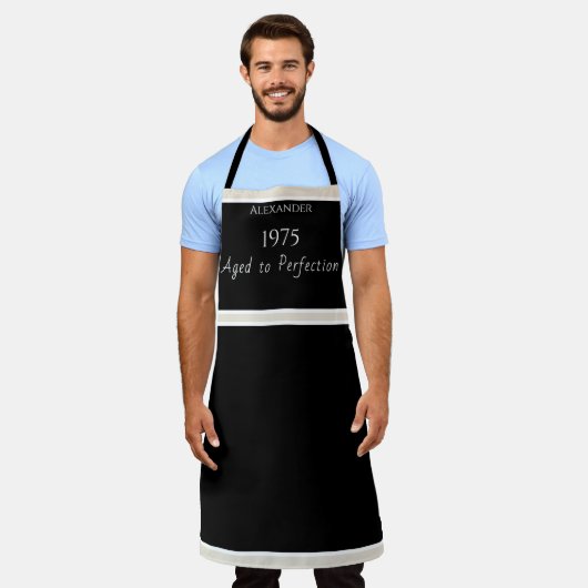 Personalisiertes Schwarz-weißes Alter bis Schürze  (Getragen)