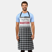 Personalisiertes Schwarz-weißes Buffalo-Kariertes  Schürze (Getragen)