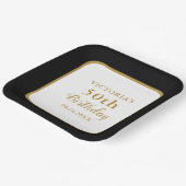 Personalisiertes Schwarz-weißes Gold 50. Geburtsta Pappteller (Gewinkelt)