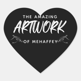 Personalisiertes Schwarz-weißes Kunstwerk Herz-Aufkleber