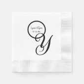 Personalisiertes Schwarz-weißes Monogramm-Papier N Serviette (Vorderseite)