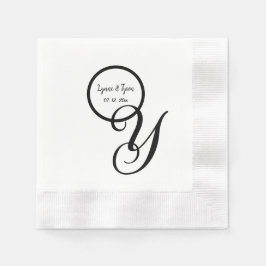 Personalisiertes Schwarz-weißes Monogramm-Papier N Serviette