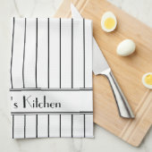 Personalisiertes Schwarz-weißes Pinstrichmuster Geschirrtuch (Viertel Falte)