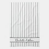 Personalisiertes Schwarz-weißes Pinstrichmuster Geschirrtuch (Vertikal)