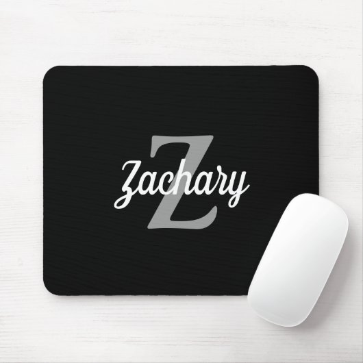 Personalisiertes Schwarz-weißes Retro Monogramm Mousepad (Mit Mouse)