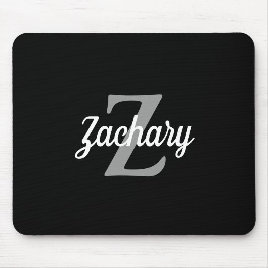 Personalisiertes Schwarz-weißes Retro Monogramm Mousepad (Vorne)