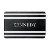 Personalisiertes Schwarz-weißes Seestreifen-Muster Badematte (Vorderseite)