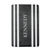 Personalisiertes Schwarz-weißes Seestreifen-Muster Badematte (Vorderseite Vertikal)