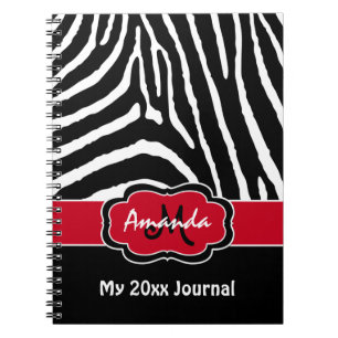 Personalisiertes Schwarz-weißes Zebra Stripe Jour Notizblock