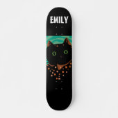 PERSONALISIERTES SCHWARZE CAT-CUSTOM-Skateboard Skateboard (Vorne)
