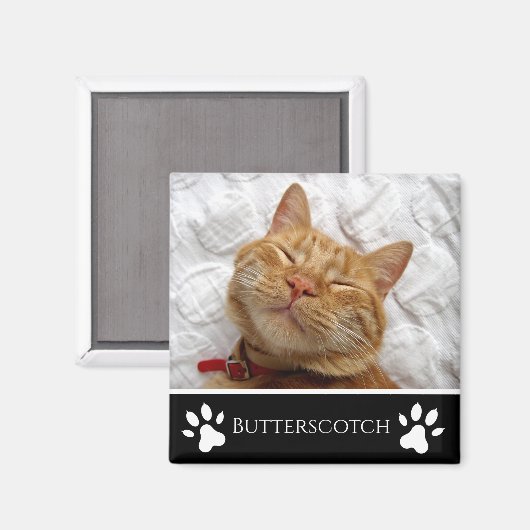 Personalisiertes Schwarzes Add-a-Cat-Foto Magnet (Vorderseite/Rückseite)