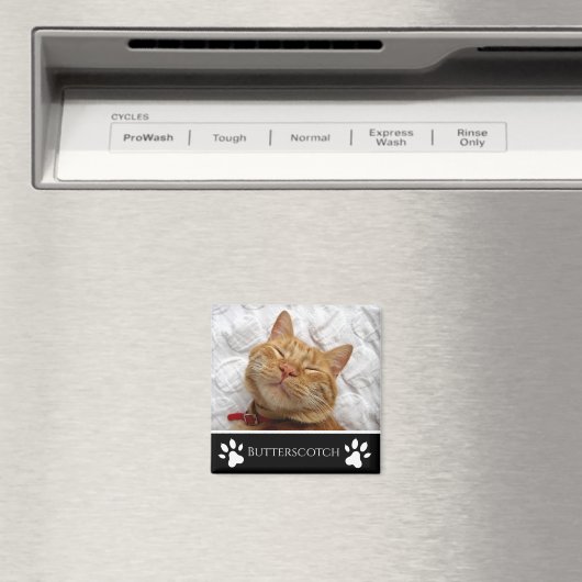 Personalisiertes Schwarzes Add-a-Cat-Foto Magnet (In Situ (Geschirrspüler))