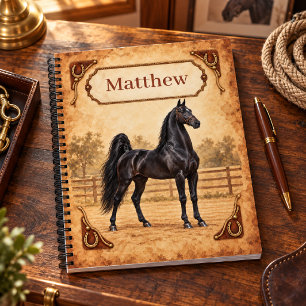 Personalisiertes Schwarzes American Saddlebred Pfe Notizblock