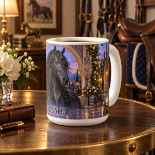 Personalisiertes Schwarzes Andalusisches Pferd Sap Kaffeetasse