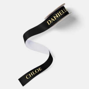 Personalisiertes schwarzes Band mit goldenem Namen Satinband