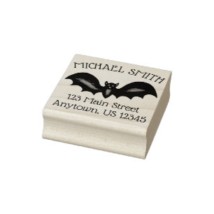 Personalisiertes schwarzes Bat Spooky Halloween Gummistempel