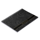 Personalisiertes schwarzes Blumenmuster Notizblock (Linke Seite)