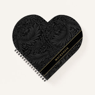 Personalisiertes schwarzes Blumenmuster Notizblock