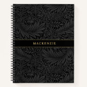 Personalisiertes schwarzes Blumenmuster Notizblock (Vorderseite)