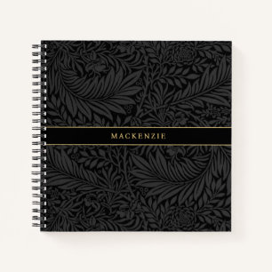 Personalisiertes schwarzes Blumenmuster Notizblock