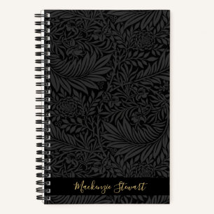 Personalisiertes schwarzes Blumenmuster Notizblock