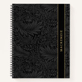 Personalisiertes schwarzes Blumenmuster Notizblock (Vorderseite)