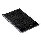 Personalisiertes schwarzes Blumenmuster Notizblock (Rechte Seite)