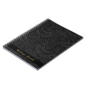 Personalisiertes schwarzes Blumenmuster Notizblock (Linke Seite)