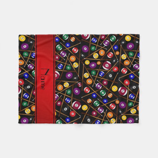 Personalisiertes schwarzes buntes Poolnamensmuster Fleecedecke (Vorderseite (Horizontal))