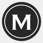 Personalisiertes Schwarzes Classic Monogramm Runder Aufkleber (Vorderseite)
