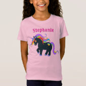 Personalisiertes Schwarzes Einhorn T-Shirt (Vorderseite)