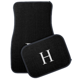 Personalisiertes Schwarzes Elegantes Monogramm Autofußmatte