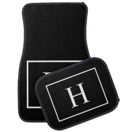 Personalisiertes Schwarzes Elegantes Monogramm Autofußmatte