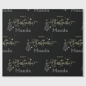 Personalisiertes Schwarzes Elegantes Skript Frohe Geschenkpapier (Flach)