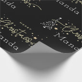 Personalisiertes Schwarzes Elegantes Skript Frohe Geschenkpapier (Ecke)