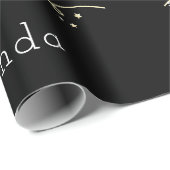 Personalisiertes Schwarzes Elegantes Skript Frohe Geschenkpapier (Rolleneckpunkt)