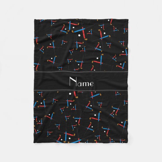 Personalisiertes schwarzes Feldnamenshockey Fleecedecke (Vorderseite)